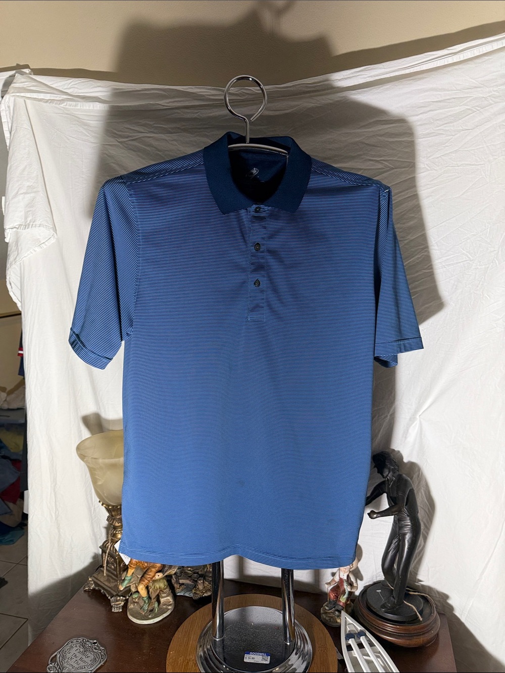 NICHOLAS Two-Tone Blue Polo with Dark Navy Collar